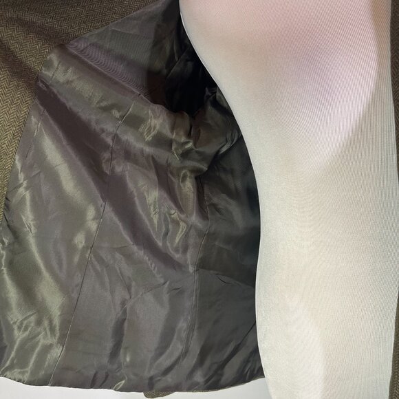 Banana Republic Factory Size 8 Herringbone Long Blazer Green Tweed Wool Blend - Picture 5 of 14